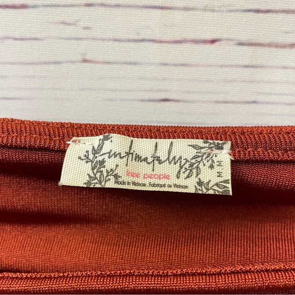 Free People Intimately Meant To Be Ruched Top Bell Sleeve in Cherry Chai -size M - Picture 9 of 13